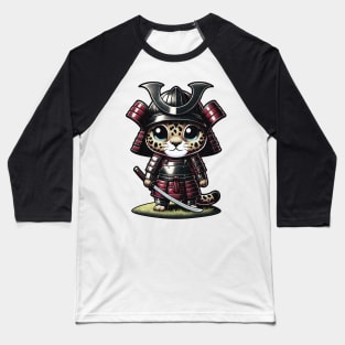 Kawaii Samurai Cute Animal Cub Jaguar with Katana Warrior Baseball T-Shirt